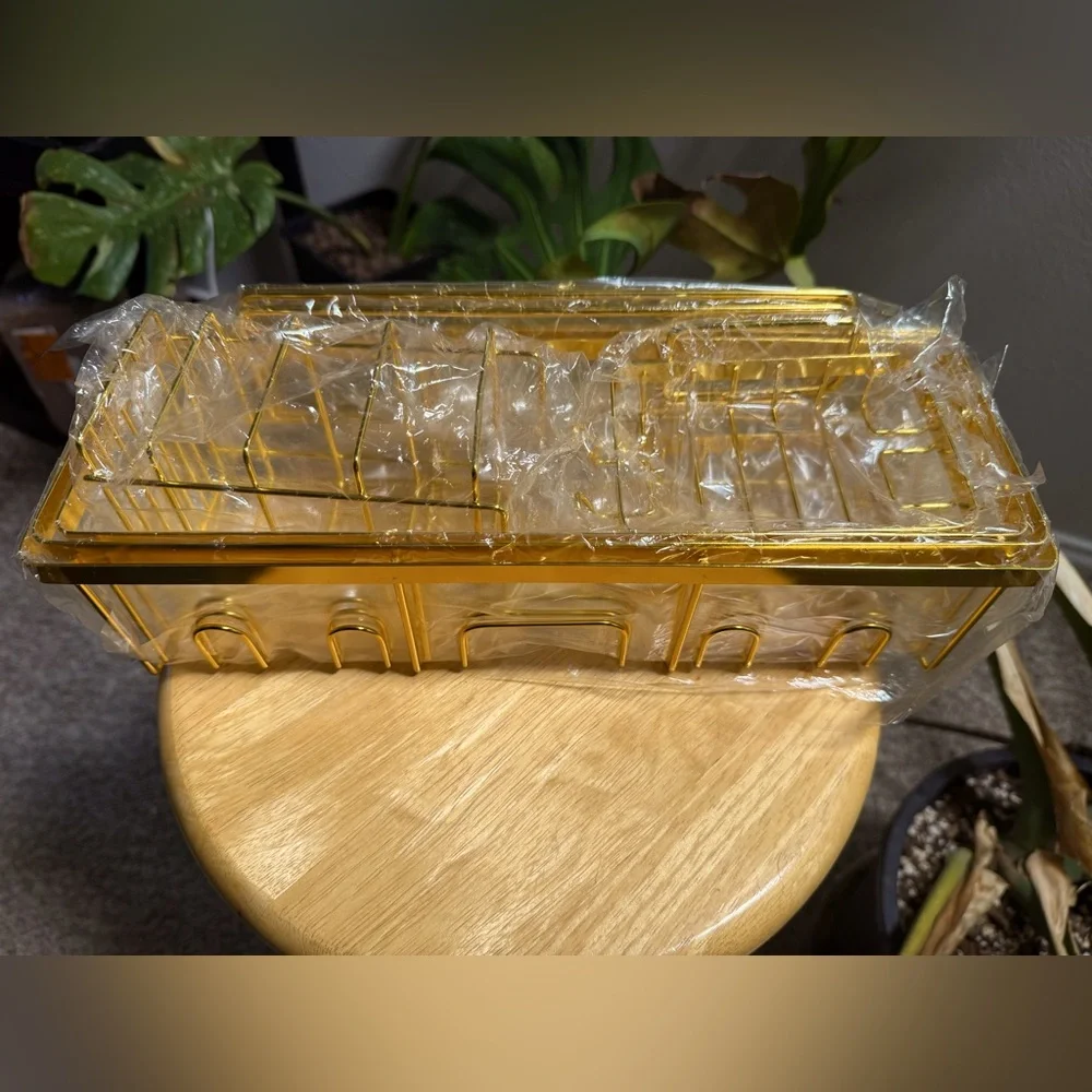 Gold Shower Caddy Set (6 pieces) with mounting adhesives. NWOB